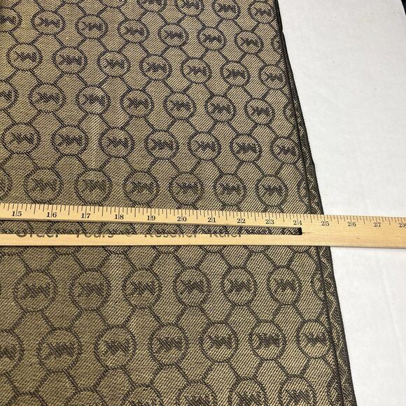 Michael Kors Monogram Logo Woven Fringe Shawl Brown Tan Wrap Elegant 80 x 25 - Picture 5 of 7